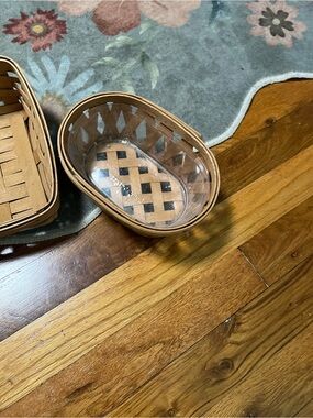 Longaberger Natural Brown Woven Oval Basket with Clear Liner